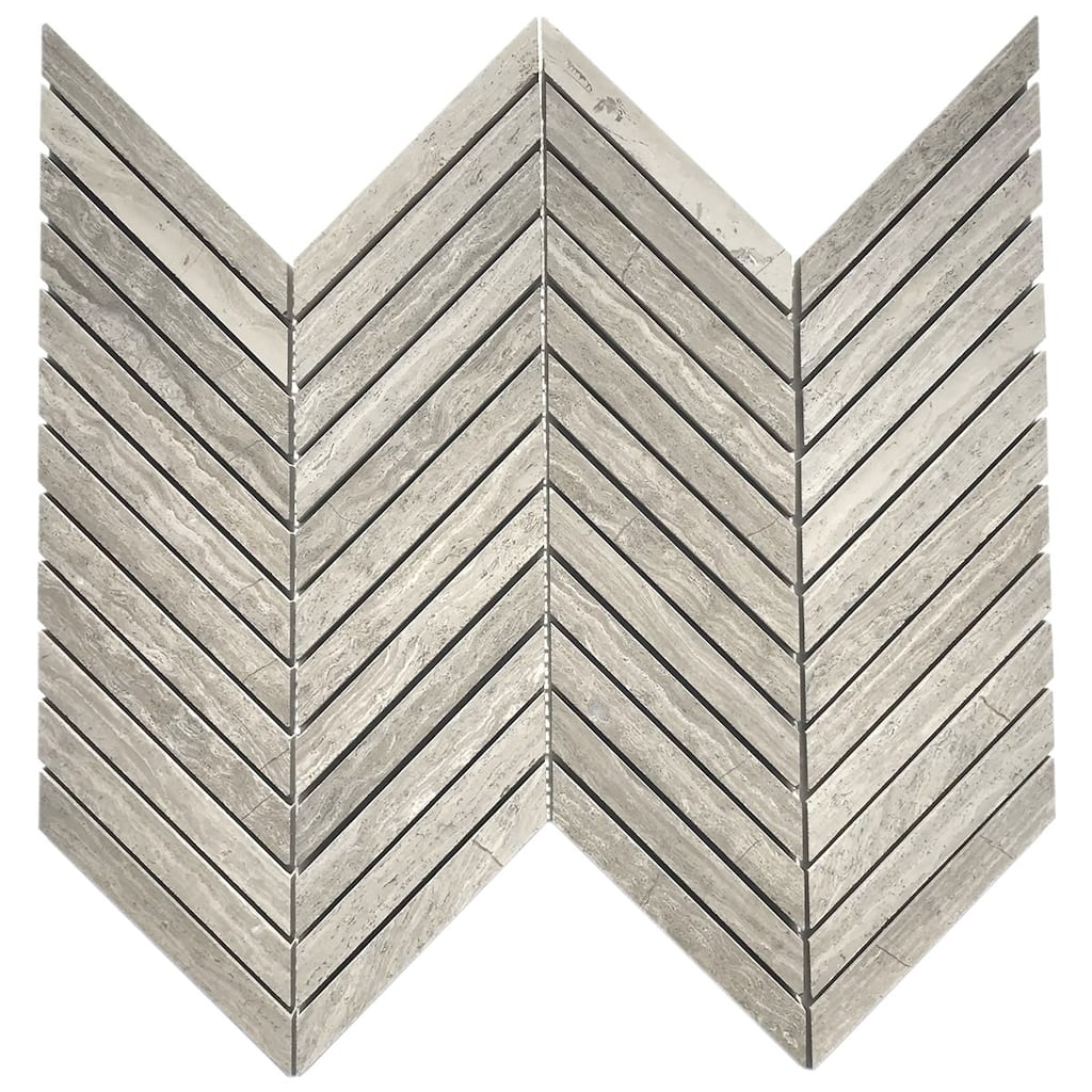 Slatewood Marble 0.8" x 4.75" Chevron Honed Mosaic Tile