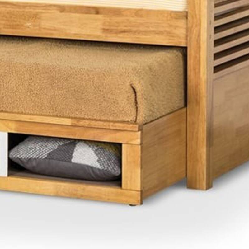 Dilu Full Size Captain Bed with Storage Trundle, Light Oak Brown