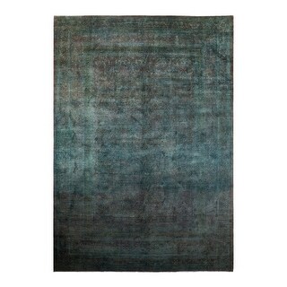 Hand Knotted Contemporary Overdyed Wool Green Area Rug - 10' 3" x 14' 8"