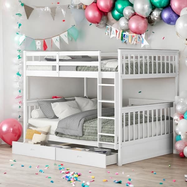slide 2 of 12, Elegant Full-Over-Full Bunk Bed White