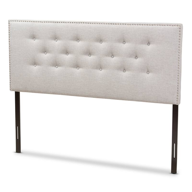 Modern Fabric Headboard Full Size - Greyish Beige Upholstered Bedroom Decor