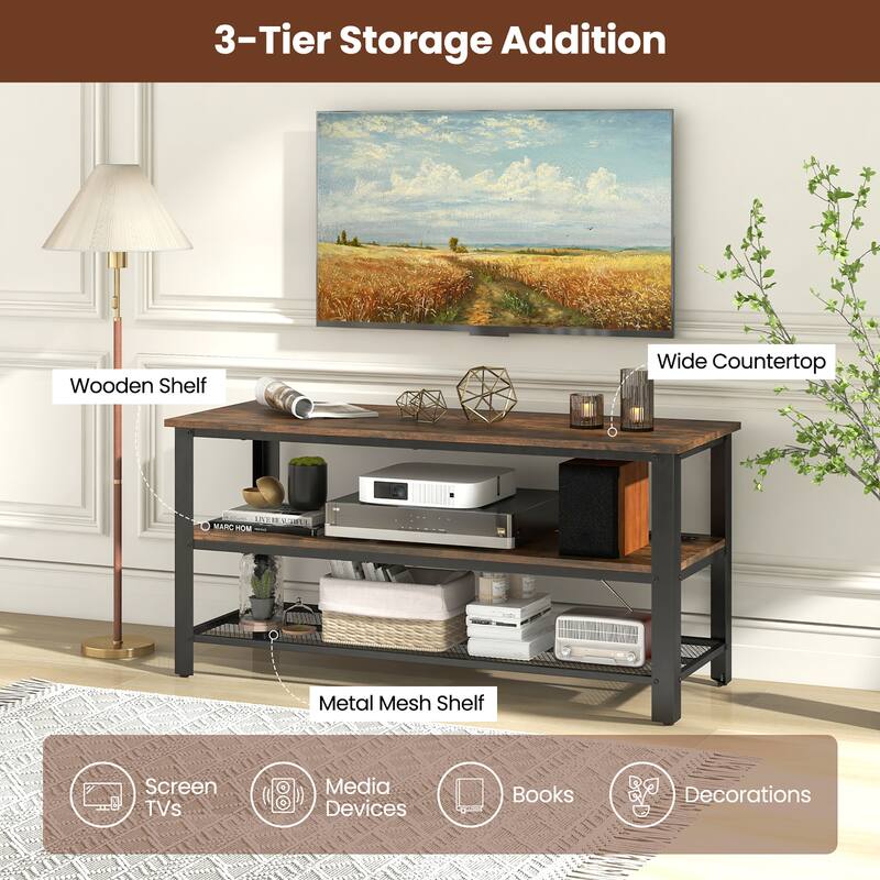 Gymax TV Stand for TVs up to 50 Inches 3-Tier Entertainment Center