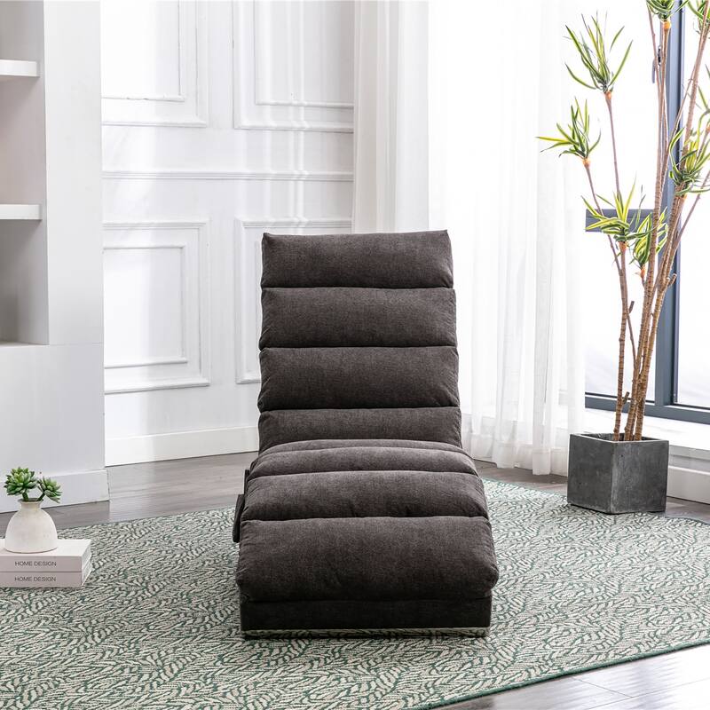 Luxury Upholstered Chaise Lounge Chair with Vibration for Relaxation, Fixed Back Fabric Leisure Recliner Sofa