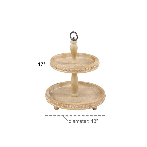 Light Brown Wood Farmhouse Tiered Server 16 x 14 x 14 - 14 x 14 x 16Round