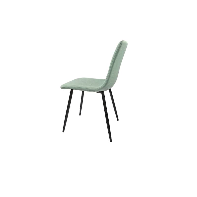 Set of 4 Light Green Linen Upholstery Dining Chairs with Black Metal Frame and High Backrest - 16.54”L x 16.15”W x 33.5”H