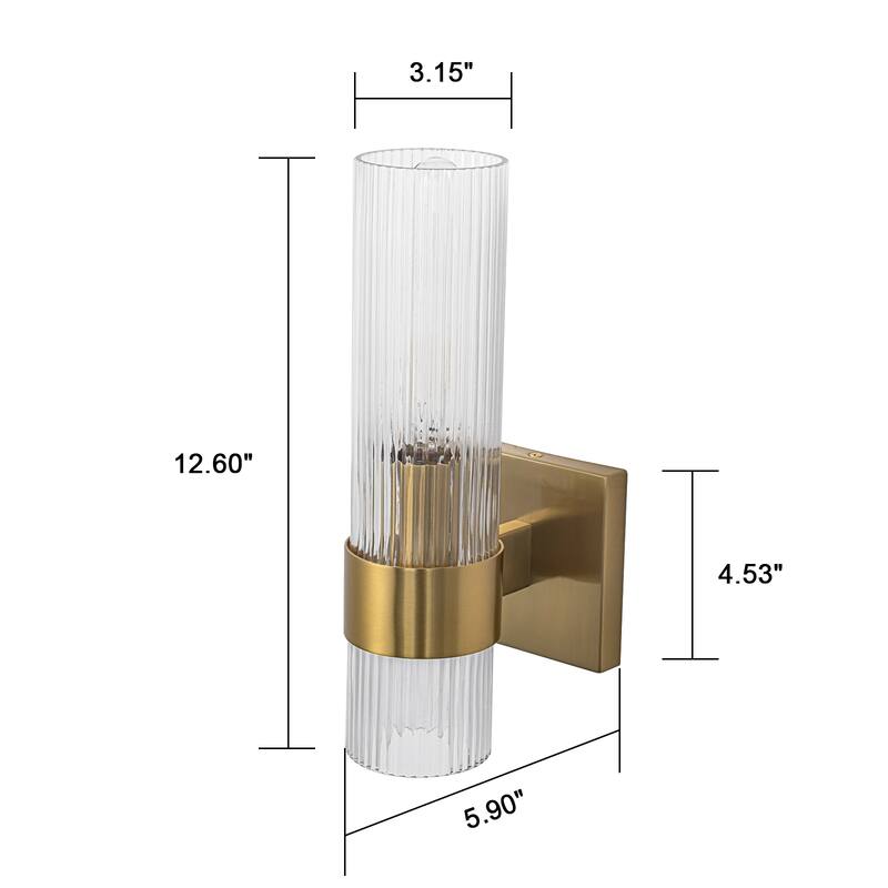 1-Light Modern Wall Sconce with Ribbed Glass Shade