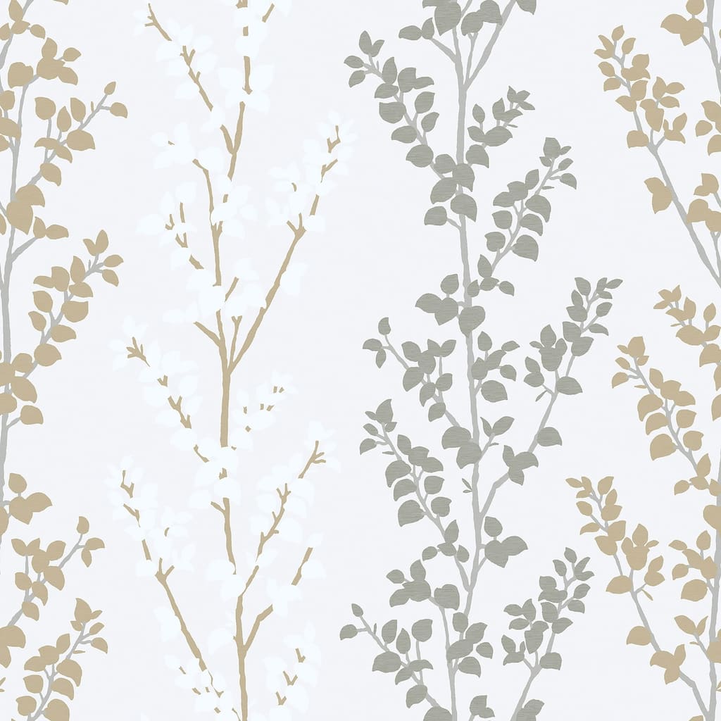 Galerie Wallcoverings Nordic Elements Leaf Stem Non-woven Metallic Wallpaper Roll - 33 feet x 21 inches