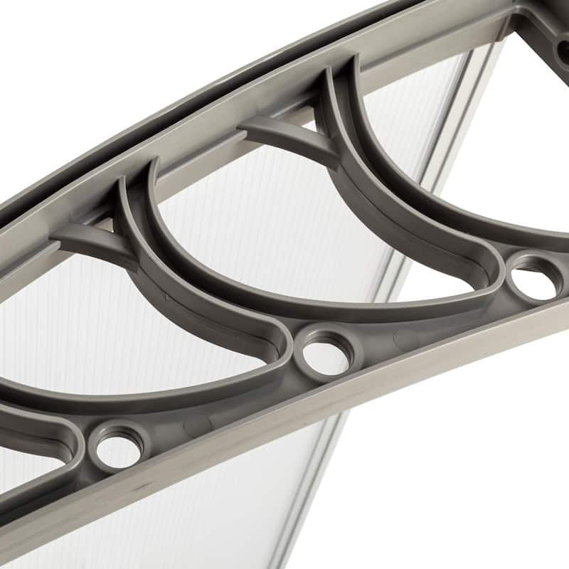 100 x 80 cm Door & Window Rain Cover Eaves Canopy White & Gray Bracket