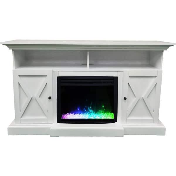 Cambridge 62-in. Summit Farmhouse Style Electric Fireplace Mantel with Deep  Crystal Insert, White - Bed Bath u0026 Beyond - 33014206