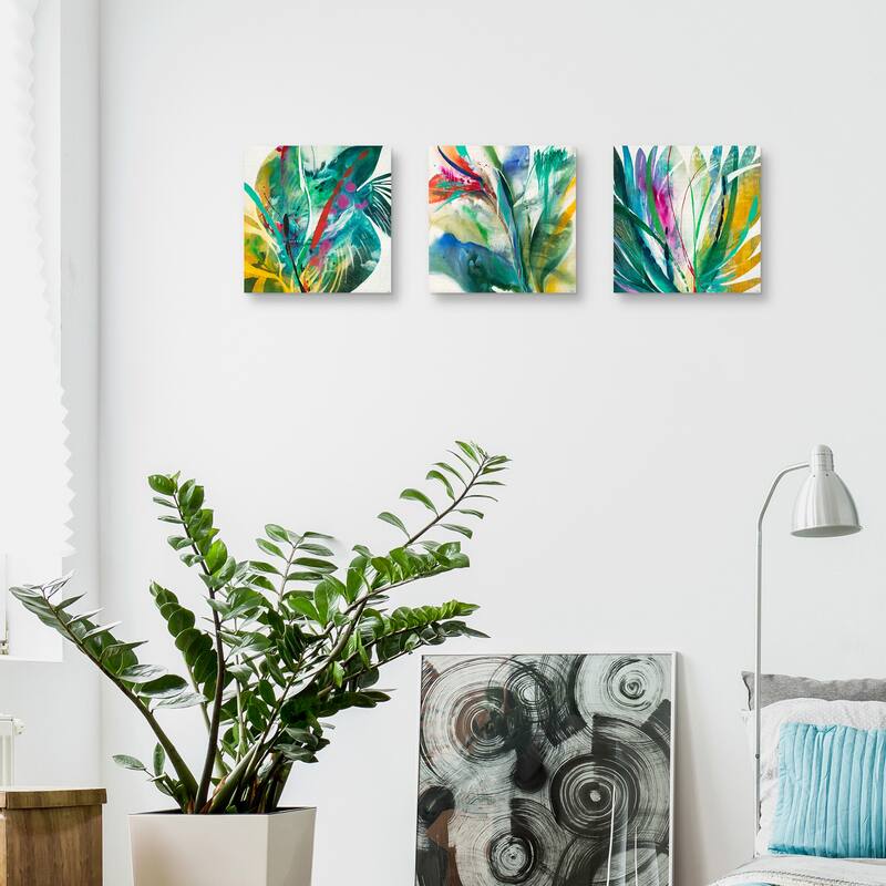 Agave & Bird of Paradise & Palm Leaves Canvas Art Prints