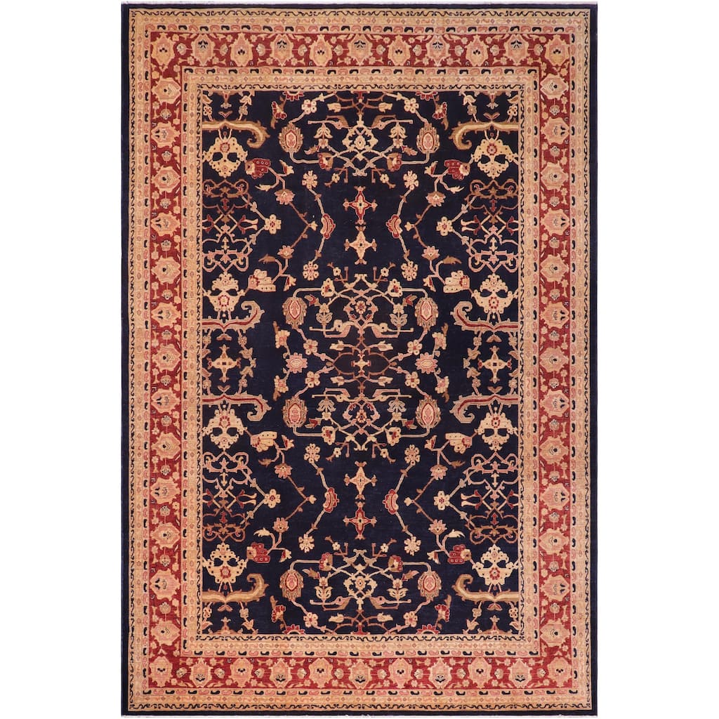 Boho Chic Ziegler Cherly Blue Red Hand-Knotted Wool Rug - 12'0'' x 16'1''