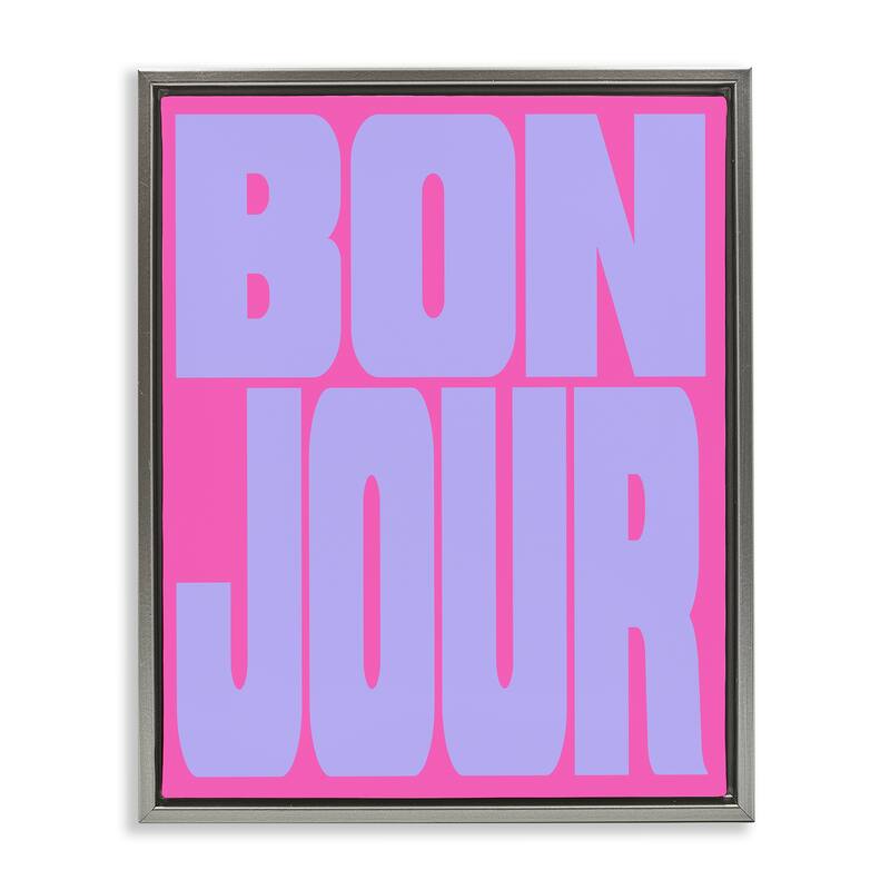 Stupell Bonjour Pink & Blue Framed Floater Canvas Wall Art Design By House of Lulu - 25 x 31 - Grey