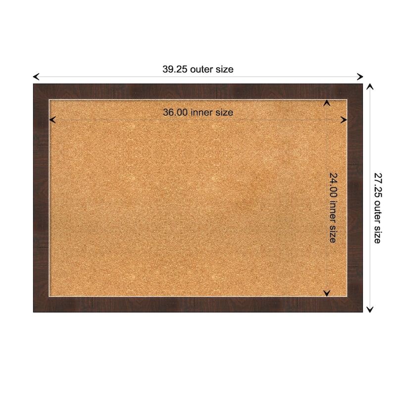 Wildwood Brown Narrow Framed Cork Bulletin Memo Board