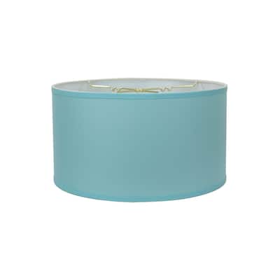 16x16x9 Island Paradise Aqua Linen Hardback Shallow Drum Lampshade