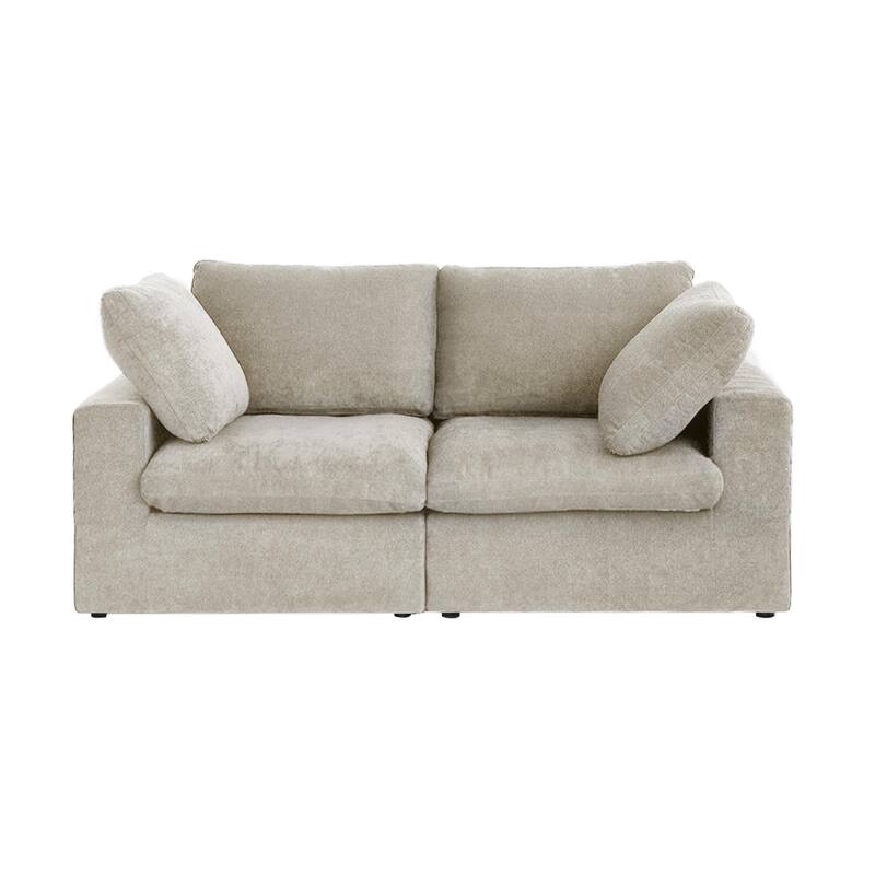 3PCS Living Room Sofa Set, Cloud Modular Sectional Sofa with Storage Ottoman
