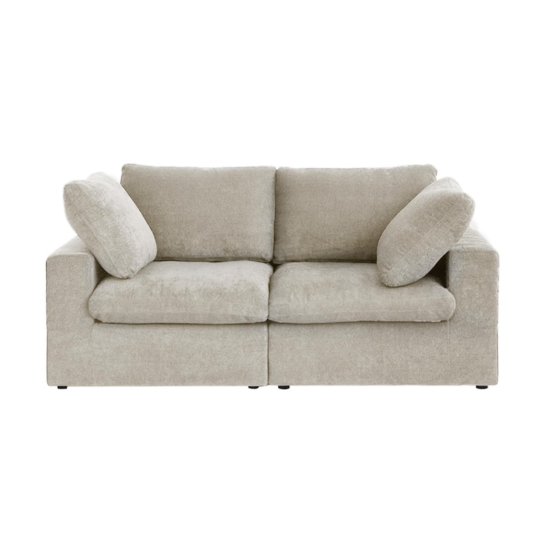 80.3" Linen Upholstered Sofa Mutiple Custions Loveseat Sofa