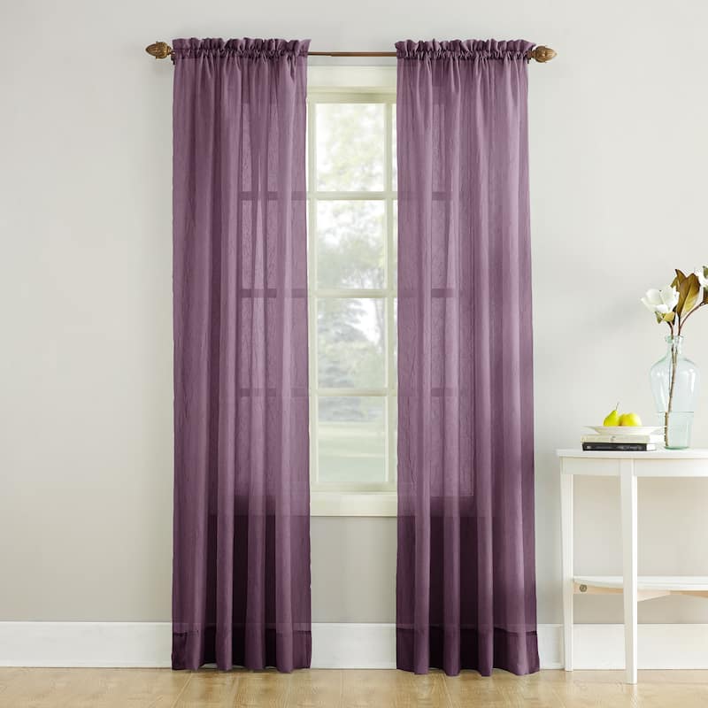 No. 918 Erica Sheer Crushed Voile Single Curtain Panel, Single Panel - 51 x 84 - Purple