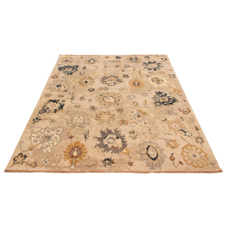 ECARPETGALLERY Hand-knotted Modern Oushak Beige Wool Rug - 8'0 x 10'3
