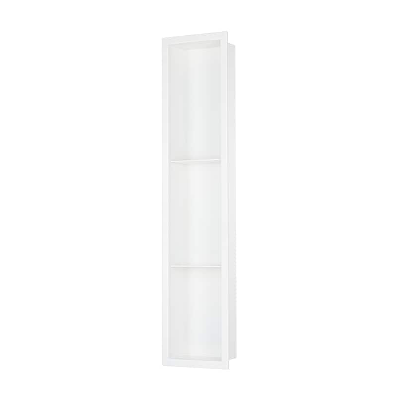 36"x9" Stainless Steel 18 Gauge White Cream Rectangular Recessed Shower Niche
