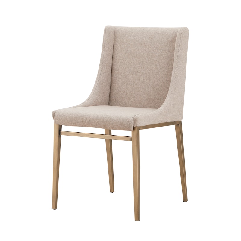 Modrest Mimi Contemporary Beige & Brass Dining Chair (Set of 2)