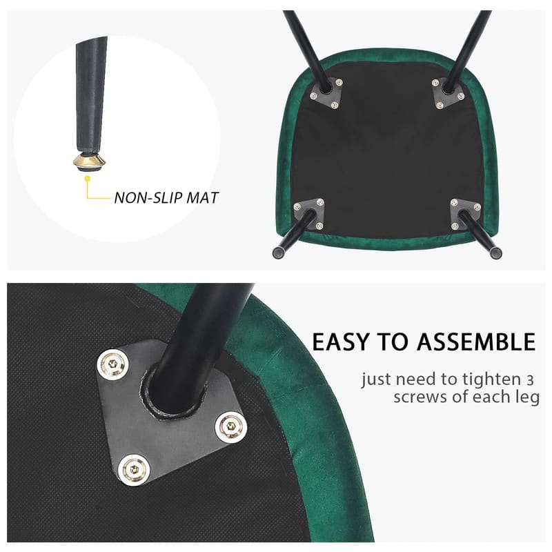 Adeco Set of 2 Accent Dining Chairs, Modern Elegant Velvet Chair