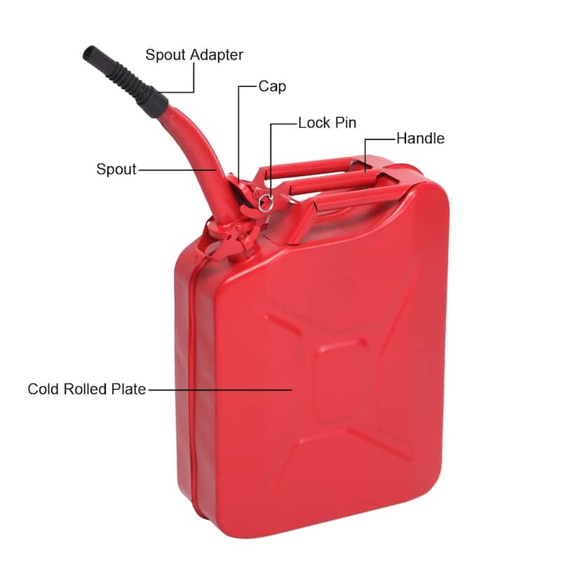 5 Gal 20L Jerry Can Gasoline Fuel Can Emergency Backup Caddy Tank - N/A