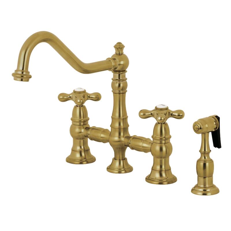 Kingston Brass Restoration Bridge Kitchen Faucet - Brushed Brass