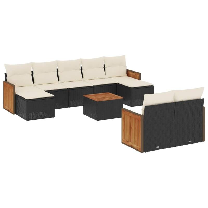 vidaXL Patio Sofa Set with Cushions Outdoor Conversation Furniture Poly Rattan