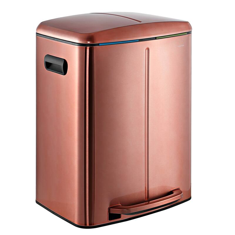 happimess 10.6-Gallon Double Bucket Trash Can with Soft Close Lid - Rose Gold