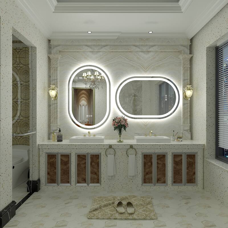 UL Certified Oval LED Lighted Anti-fog Wall Bathroom Vanity Mirror