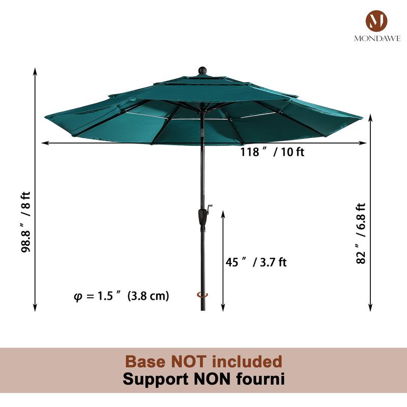 10ft Patio Market Umbrella with Double Airvent