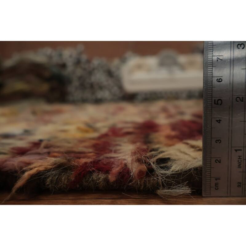 Hand Knotted Oriental 100% Wool Carpet Modern Tribal Brown Moroccan Area Rug - 9' 10'' X 6' 10''