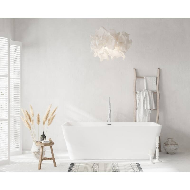 Thaddeus Bathtub in Glossy White - Glossy White with Chrome Trim - 67"