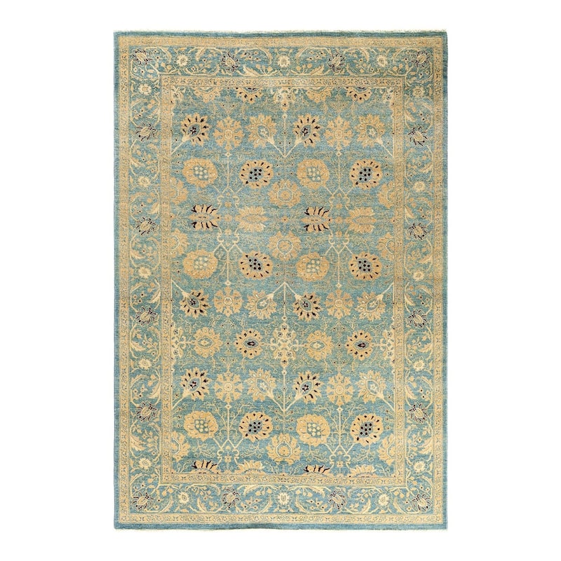 Overdyed, One-of-a-Kind Hand-Knotted Area Rug - Blue - 6' 1" x 9' 0"