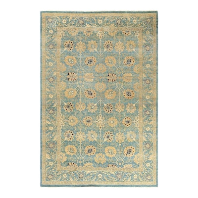 Overdyed, One-of-a-Kind Hand-Knotted Area Rug - Blue - 6' 1" x 9' 0"