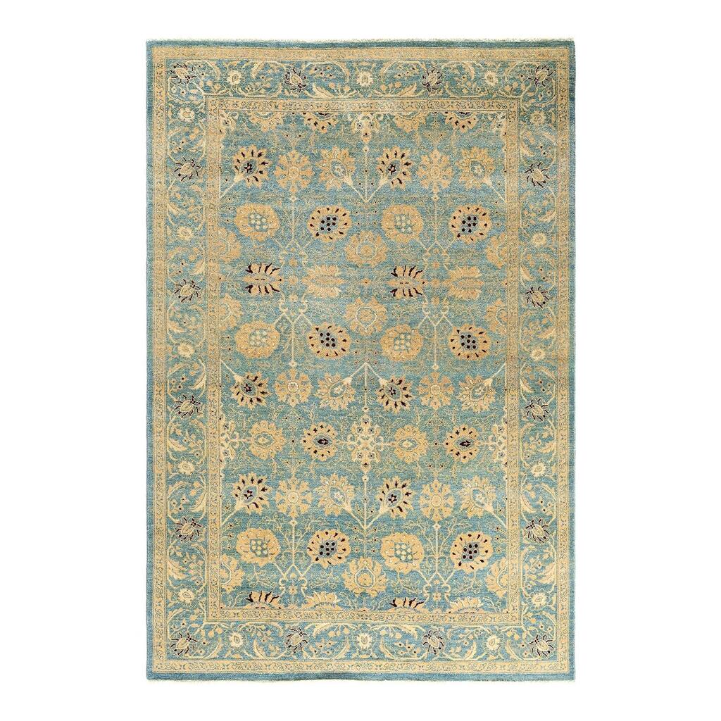 Overdyed, One-of-a-Kind Hand-Knotted Area Rug - Blue - 6' 1" x 9' 0"