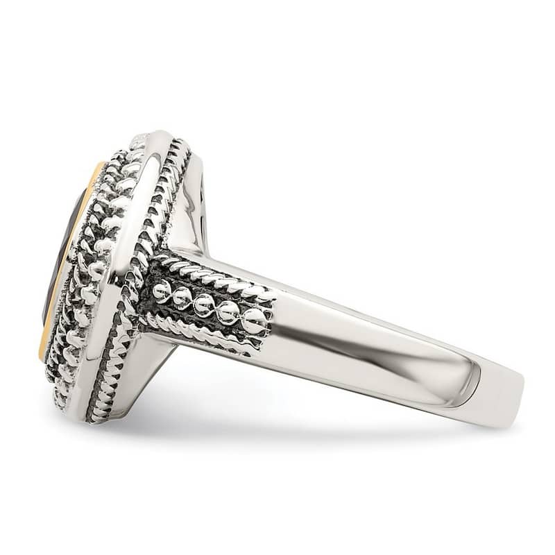 Curata 925 Sterling Silver Bezel Polished With 14k Garnet Ring