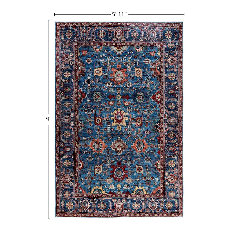 Serapi One-of-a-Kind Hand-Knotted Area Rug - Light Blue, 5' 11" x 9' 0" - 5' 11" x 9' 0"
