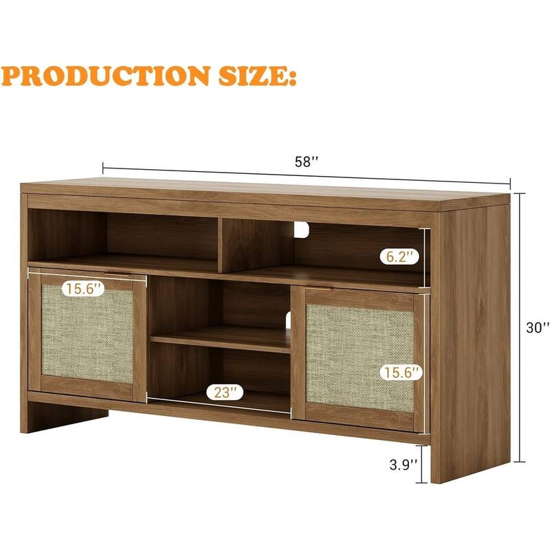 58" Boho TV Stand, Up to 65 in