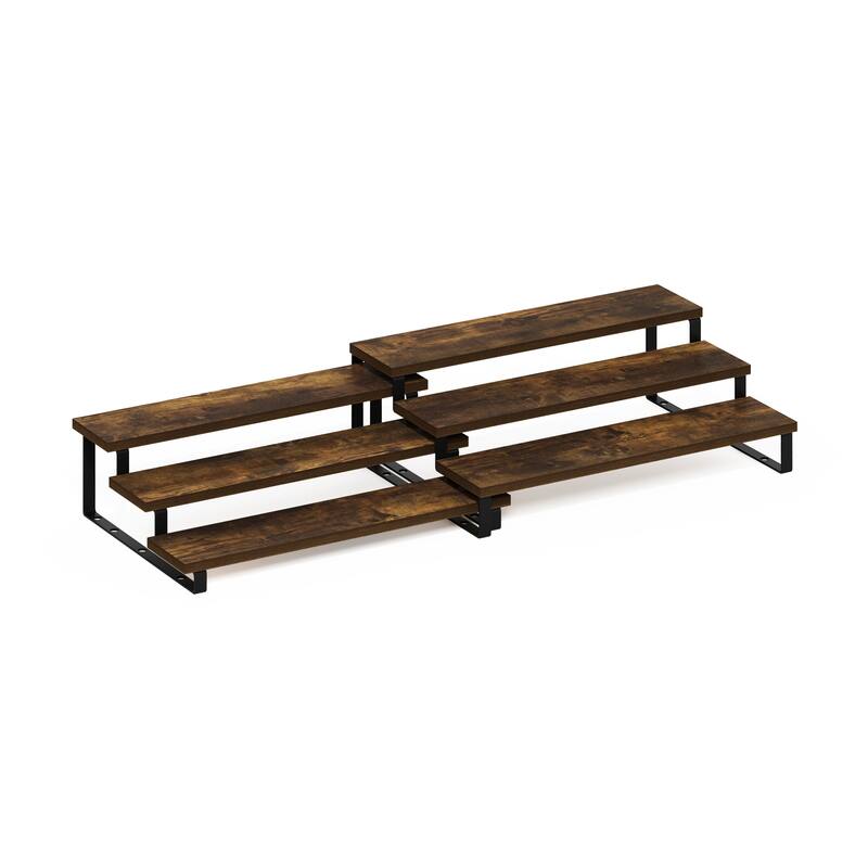 Furinno Ravel 3-Tier Multipurpose Expandable, Nestable Kitchen Counter Spice Rack Organizer, Set of 2 - Amber Pine/Black