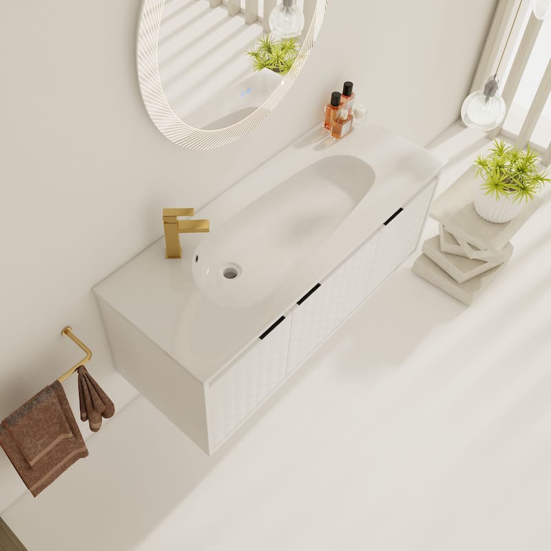 48 Inch Wall Mounted Bathroom Vanity With SInk, Soft Close Doors (KD ...
