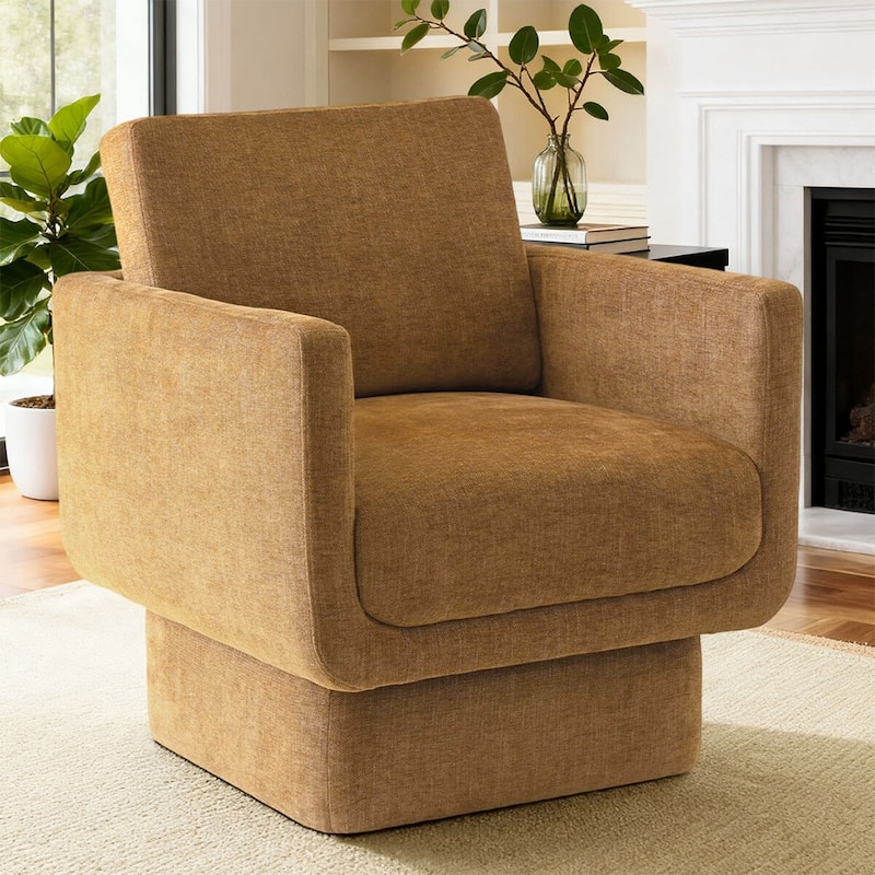 Upholstered Swivel Barrel Accent Chair(Set of 2)