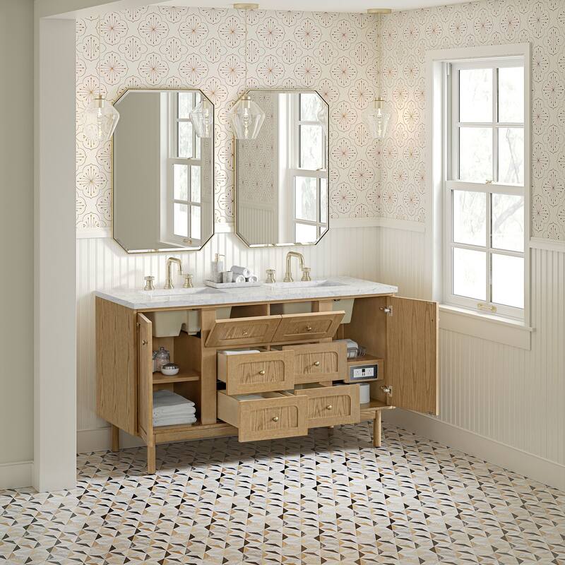 James Martin Vanities 545-V60D-FEJP Laurent 60" Wall Mounted or Free