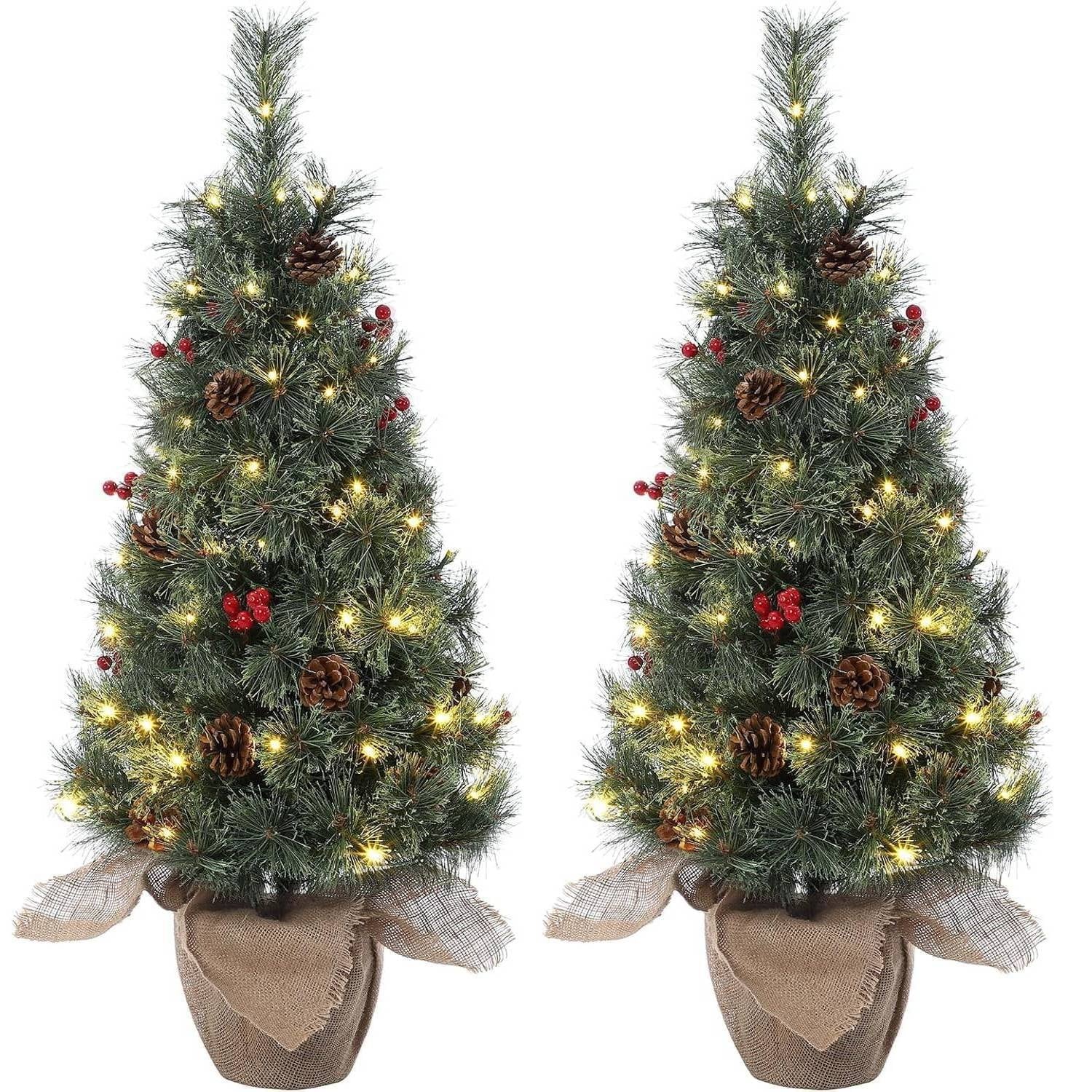 3 Ft Small Christmas Tree with Lights for Desktop
