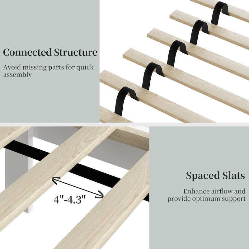 Yaheetech Farmhouse Wooden Bed Frame with Headboard No Box Spring Needed