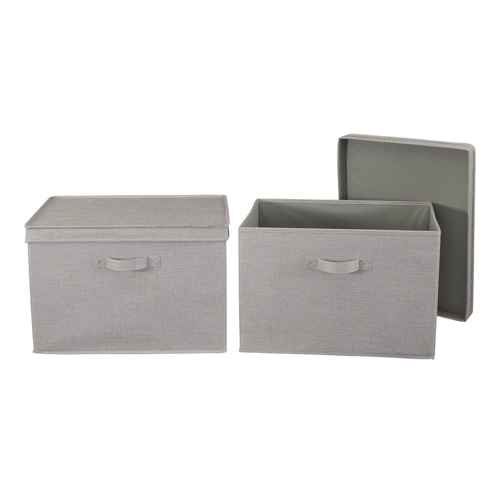 Household Essentials Wide Storage Box with Lid Box, Set of 2