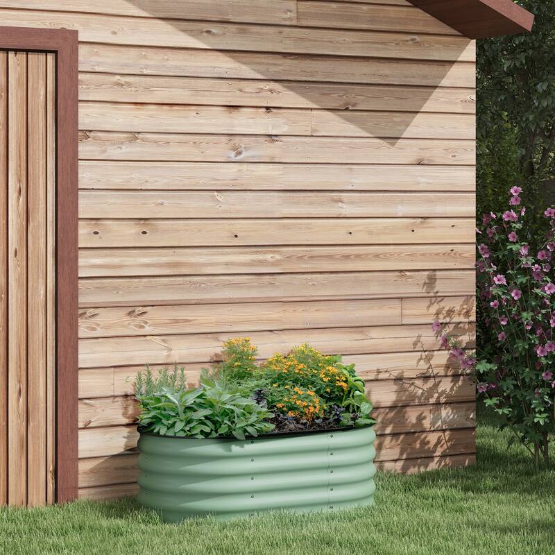 Outdoor Raised Planter Box, with Safety Edge for Vegetable Flower Herb