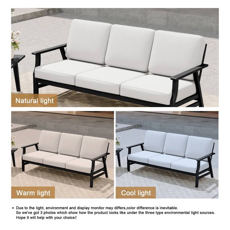 Casual Wood Cushioned 5-Piece Outdoor Patio Conversation Set