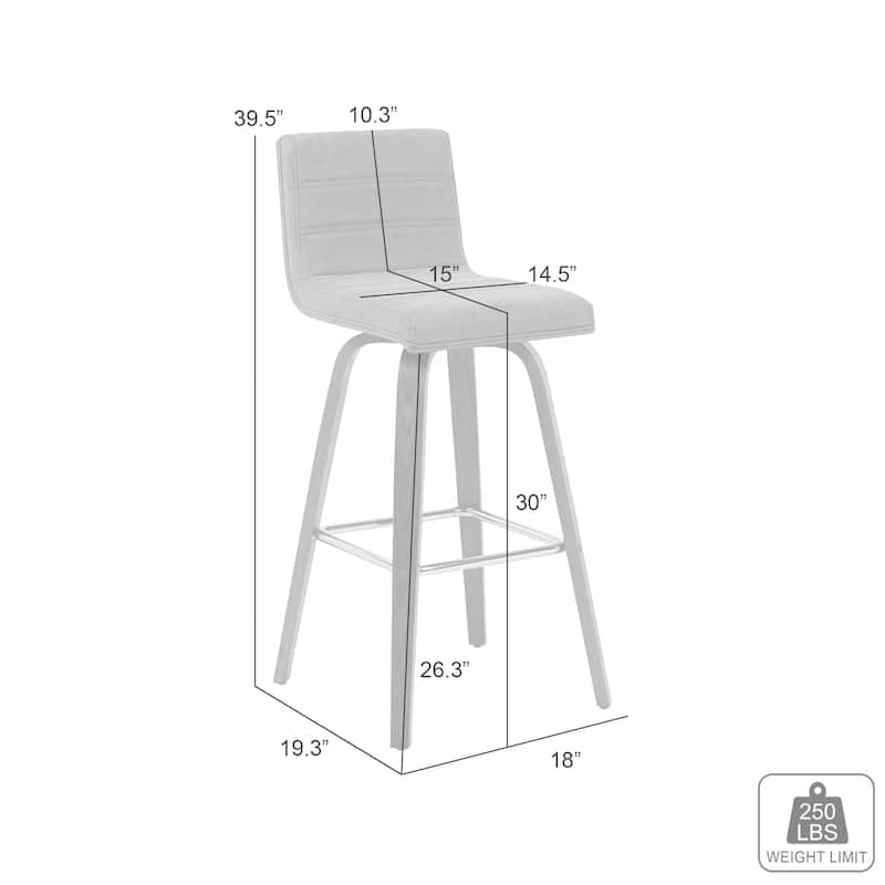 Skara Swivel Bar Stool, Upholstered Bar Height Chair with Bentwood Frame