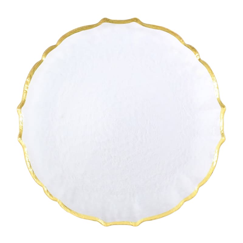 viva by VIETRI Baroque Glass White Service Plate/Charger